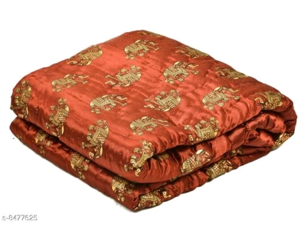 JAIPURI SILK AC QUILT RAJAI WITH GOLD PRINT DOUBLE BED SIZE -  Free Size,  Silk, Pack of 1